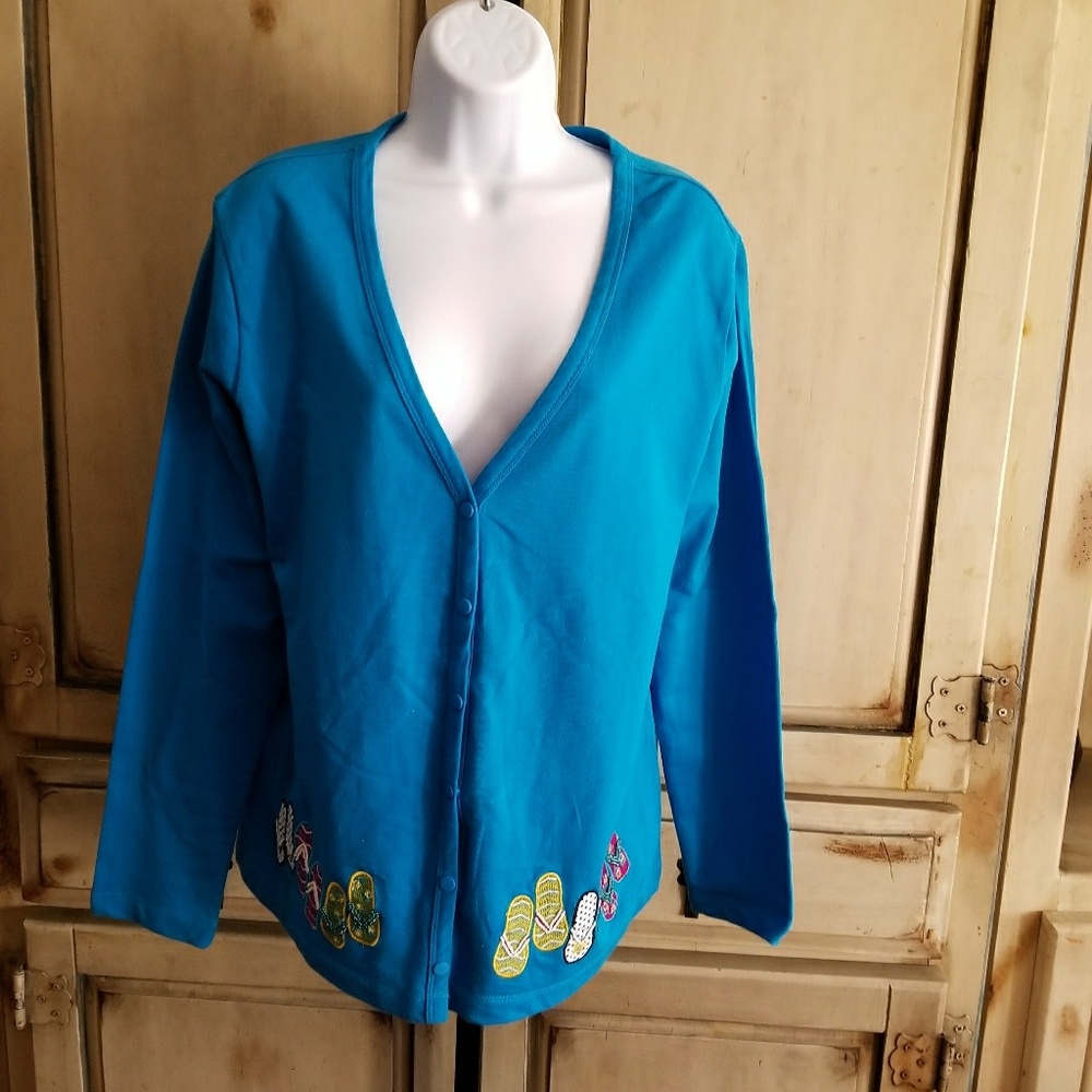 Casual Options Dodger Blue Flip Flops Cardigan